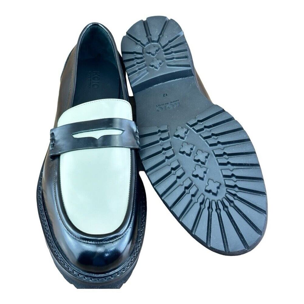 Koio Arezzo Penny Loafers Size 12 Black White Leather AZDIM120 - Picture 4 of 6